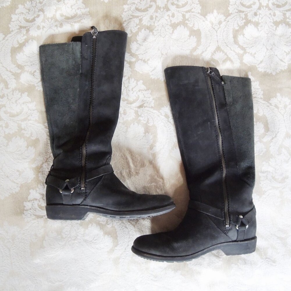 Teva De La Vina Dos Black Leather Waterproof Tall Boots 7